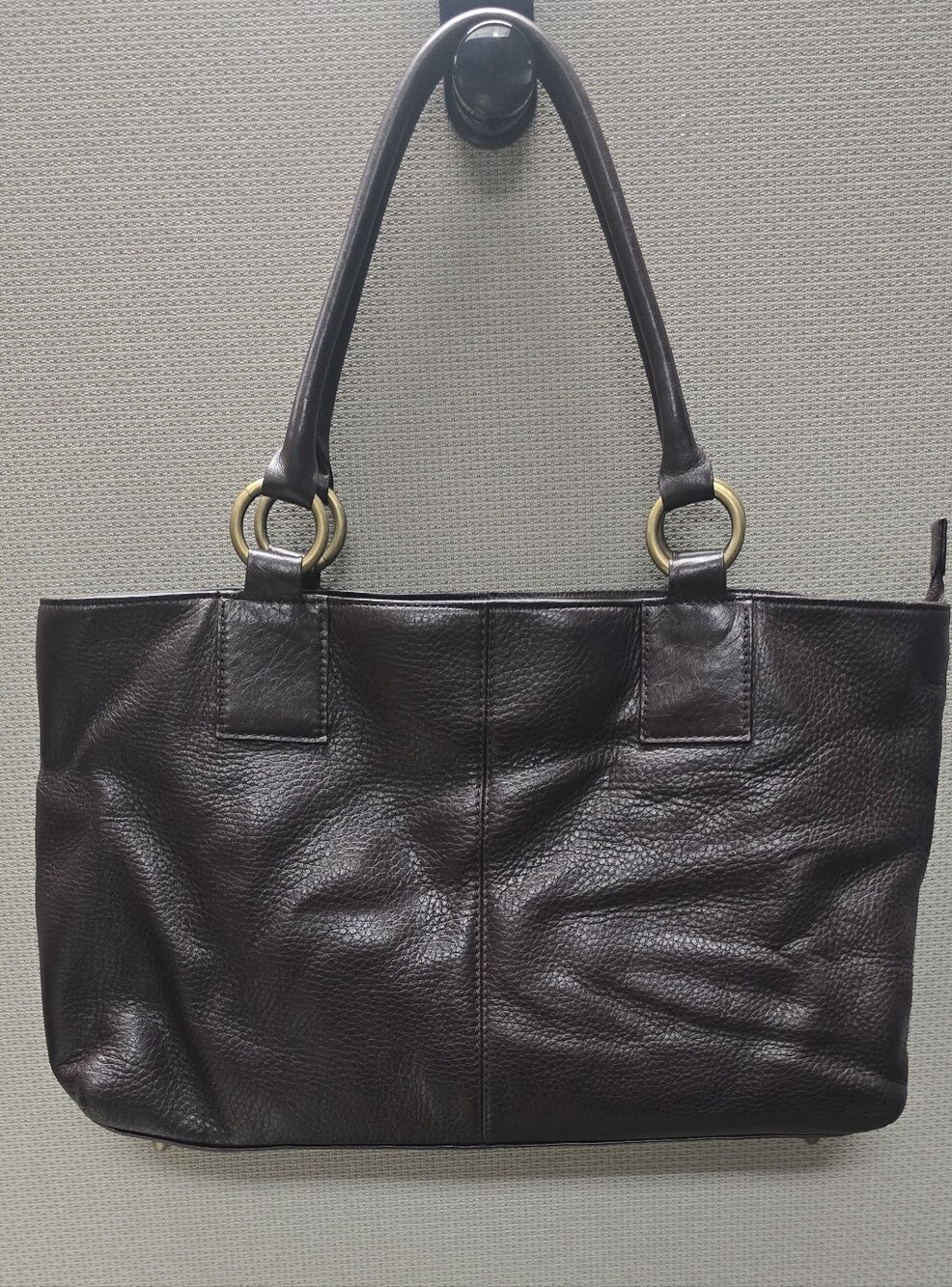 HOBO Chocolate Brown Pebbled Leather Satchel Tote  Vintage Bag